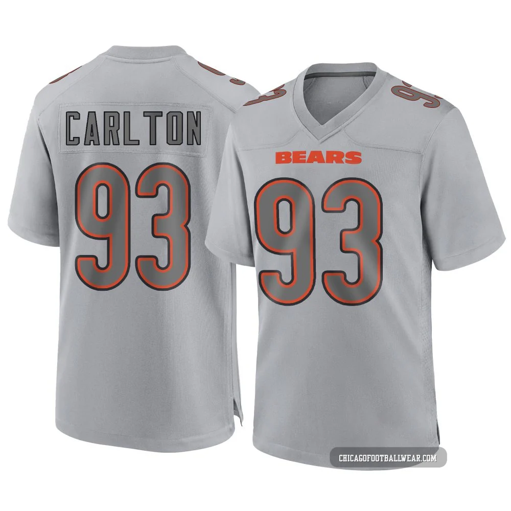 Xavier Carlton ＃93 Men's Game Chicago Bears Gray Atmosphere Fashion Jersey