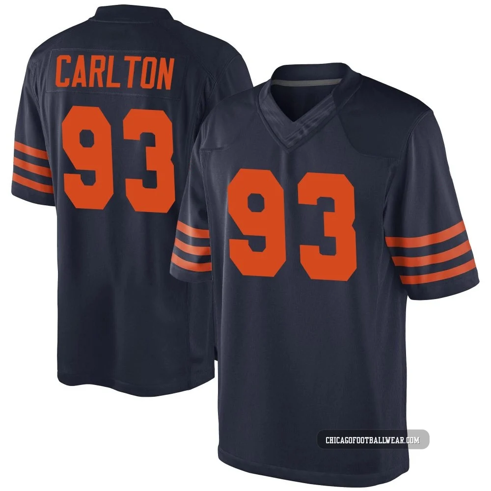 Xavier Carlton ＃93 Men's Game Chicago Bears Navy Blue Alternate Jersey