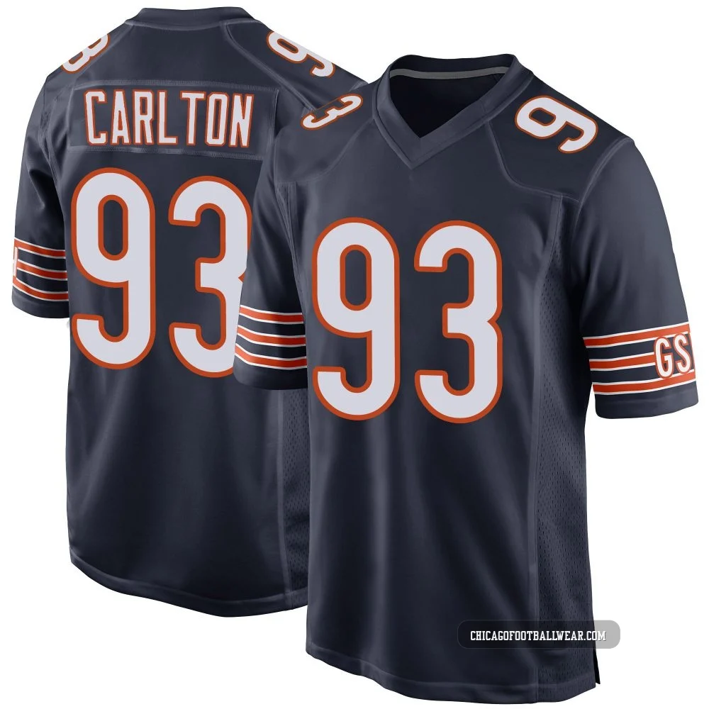 Xavier Carlton ＃93 Men's Game Chicago Bears Navy Team Color Jersey