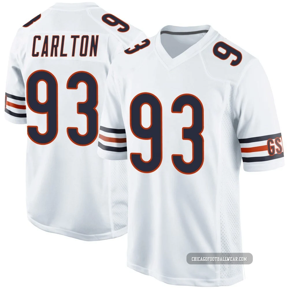 Xavier Carlton ＃93 Men's Game Chicago Bears White Jersey