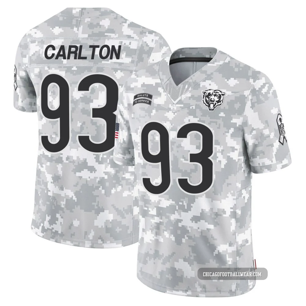 Xavier Carlton ＃93 Men's Limited Chicago Bears Arctic Camo 2024 Salute to Service Jersey