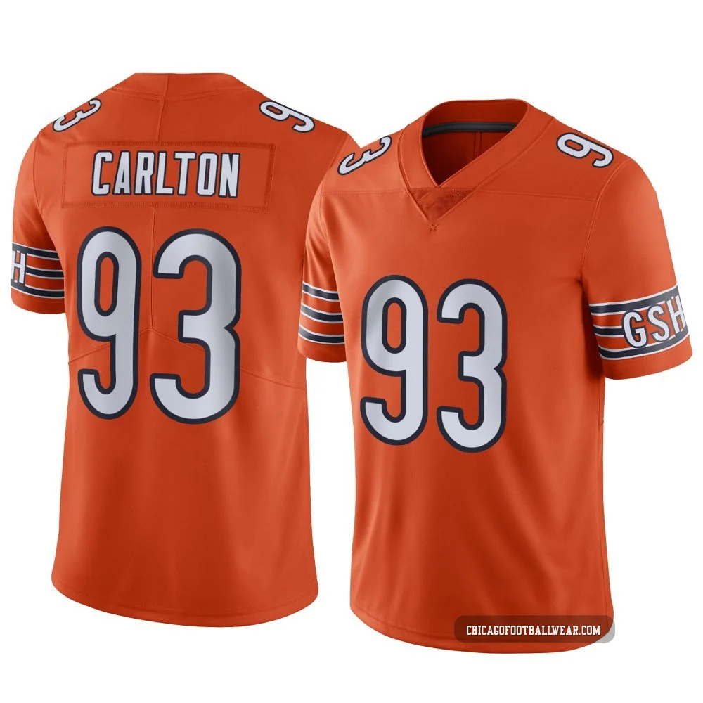 Xavier Carlton ＃93 Men's Limited Chicago Bears Orange Alternate Vapor Jersey