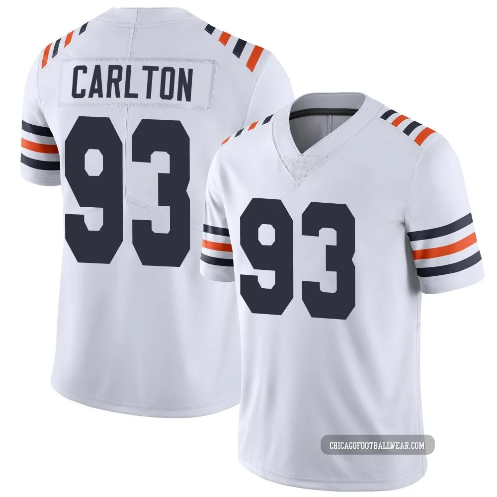 Xavier Carlton ＃93 Men's Limited Chicago Bears White Alternate Classic Vapor Jersey