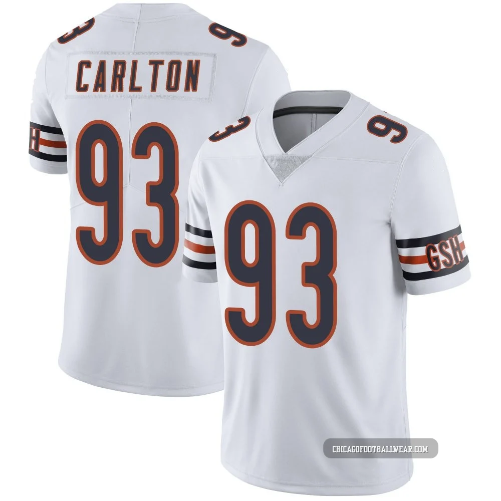 Xavier Carlton ＃93 Men's Limited Chicago Bears White Vapor Untouchable Jersey