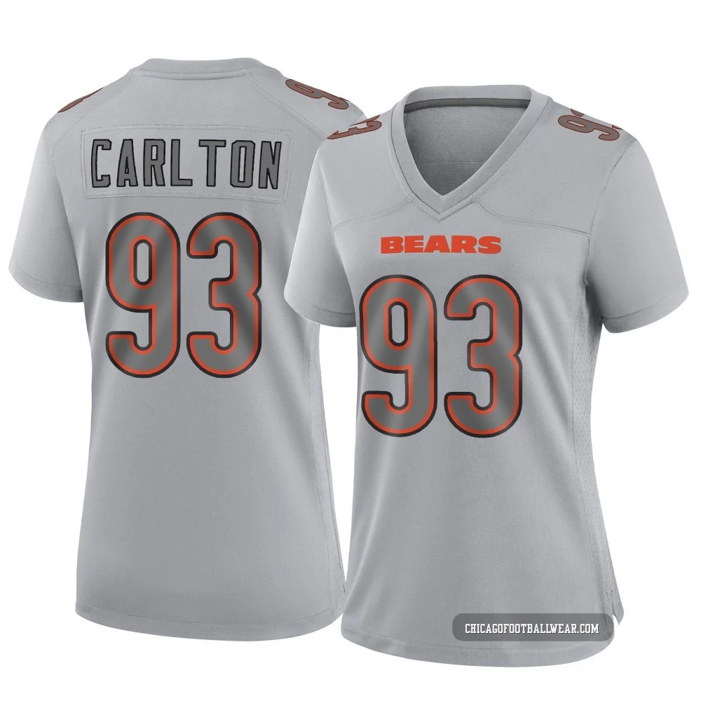 Xavier Carlton ＃93 Women's Game Chicago Bears Gray Atmosphere Fashion Jersey