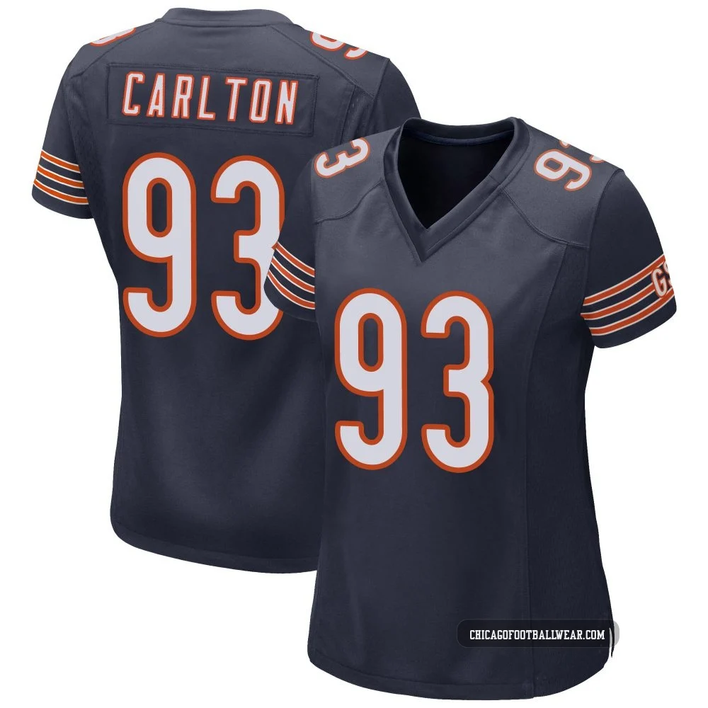 Xavier Carlton ＃93 Women's Game Chicago Bears Navy Team Color Jersey