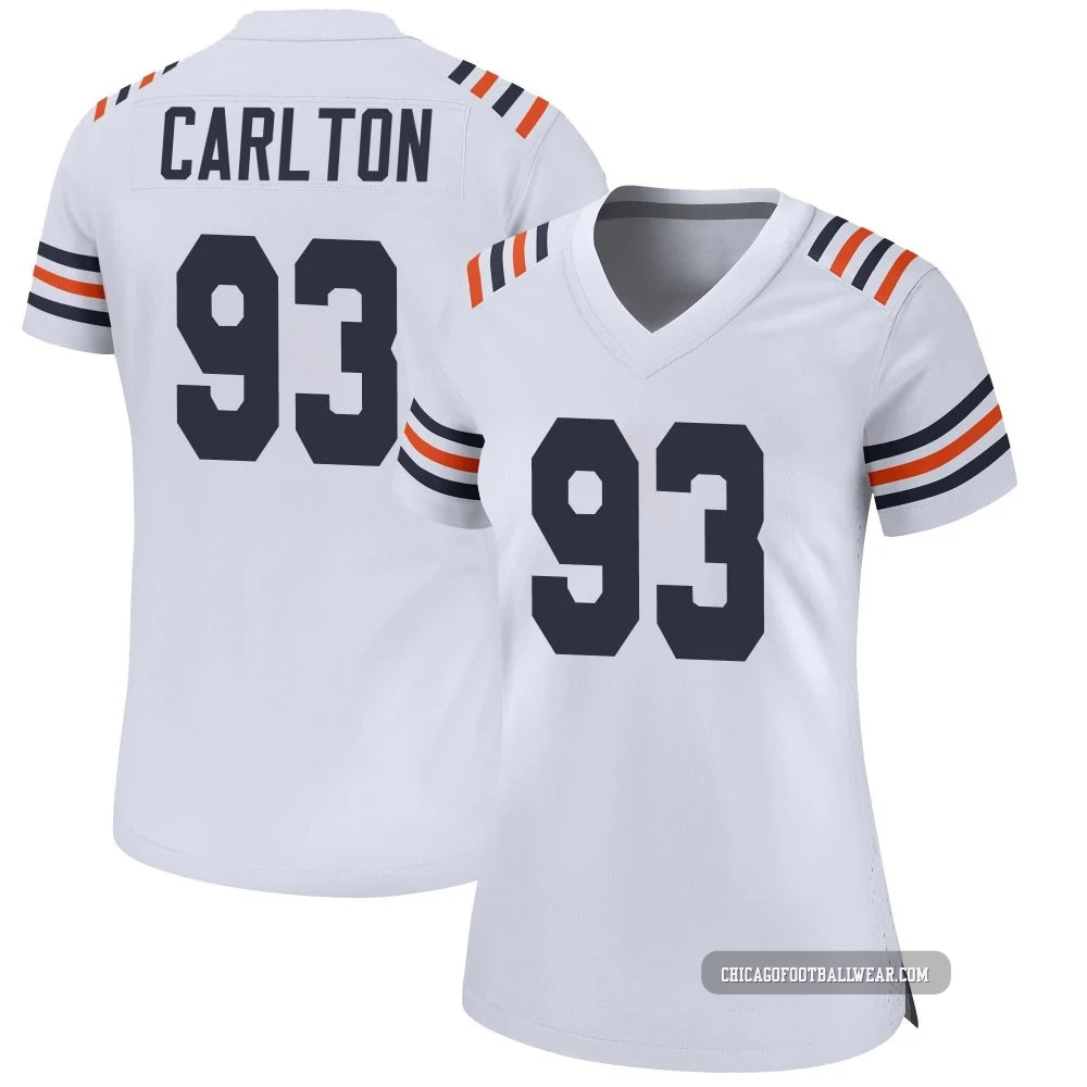 Xavier Carlton ＃93 Women's Game Chicago Bears White Alternate Classic Jersey