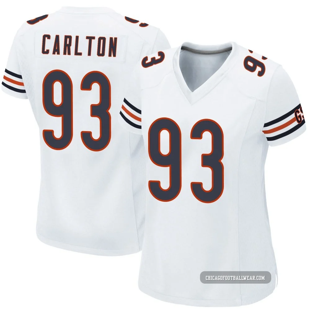 Xavier Carlton ＃93 Women's Game Chicago Bears White Jersey