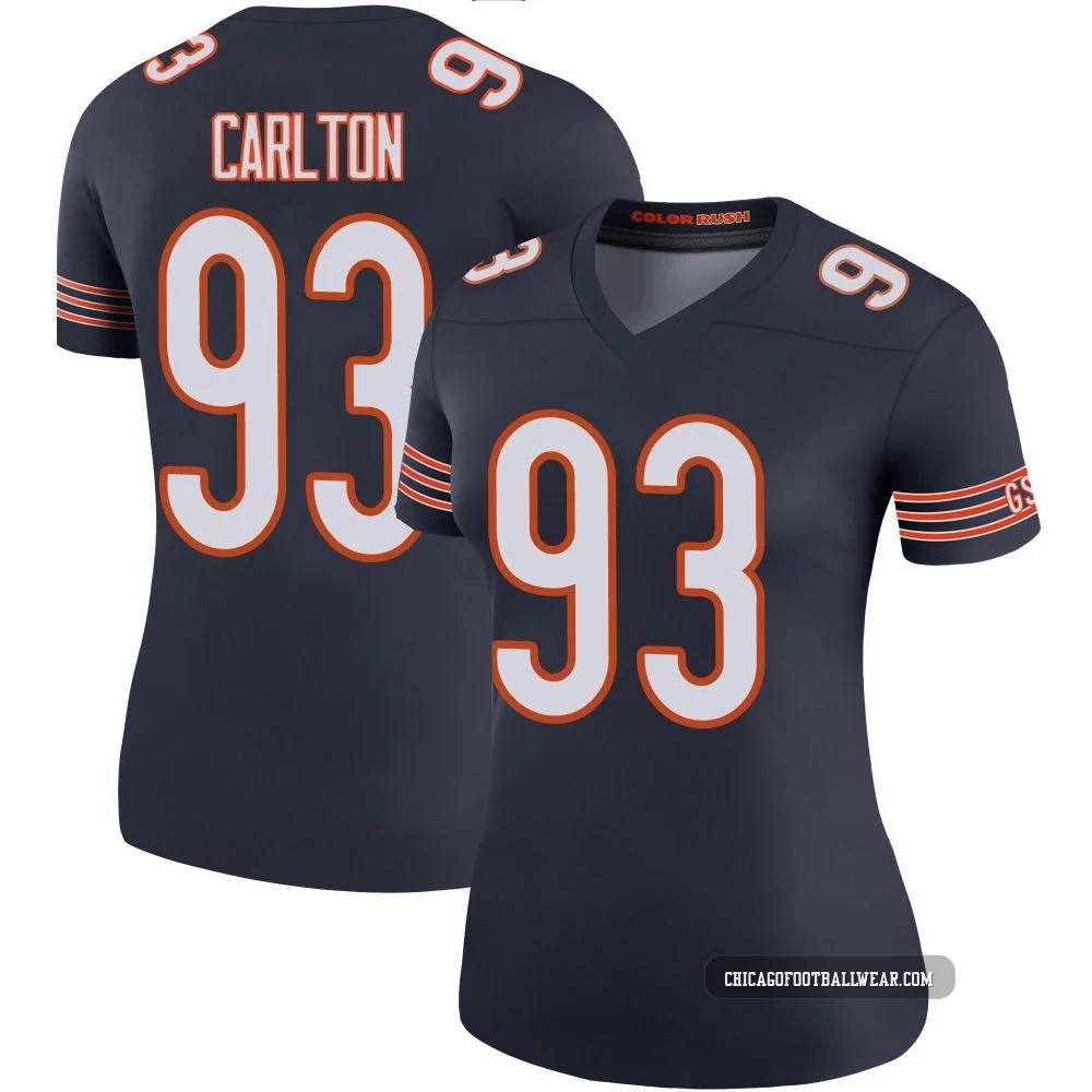 Xavier Carlton ＃93 Women's Legend Chicago Bears Navy Color Rush Jersey
