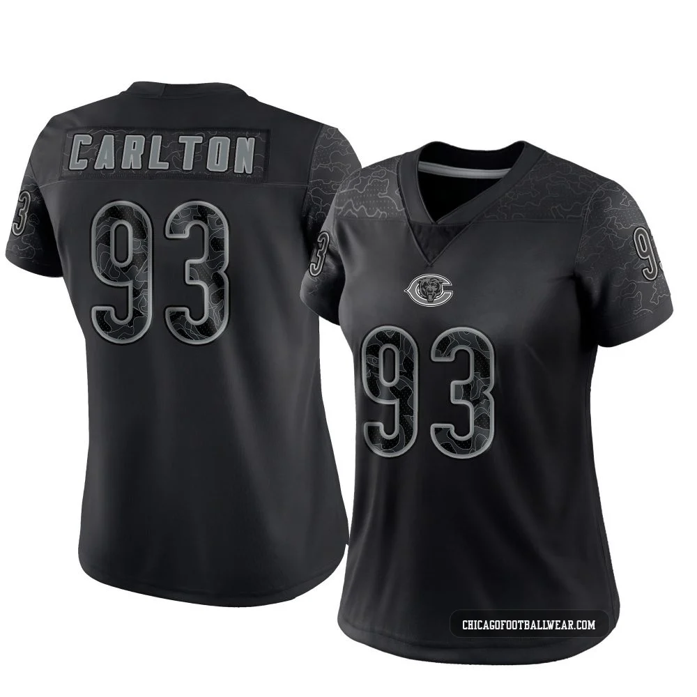 Xavier Carlton ＃93 Women's Limited Chicago Bears Black Reflective Jersey