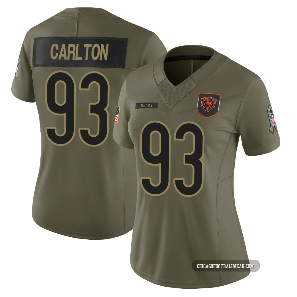 Xavier Carlton ＃93 Women's Limited Chicago Bears Olive 2025 Salute to Service Jersey