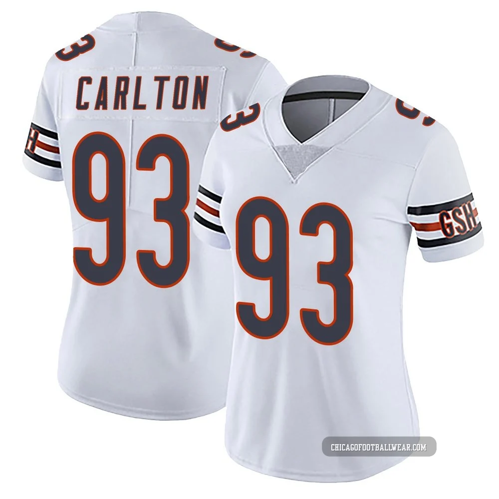 Xavier Carlton ＃93 Women's Limited Chicago Bears White Vapor Untouchable Jersey