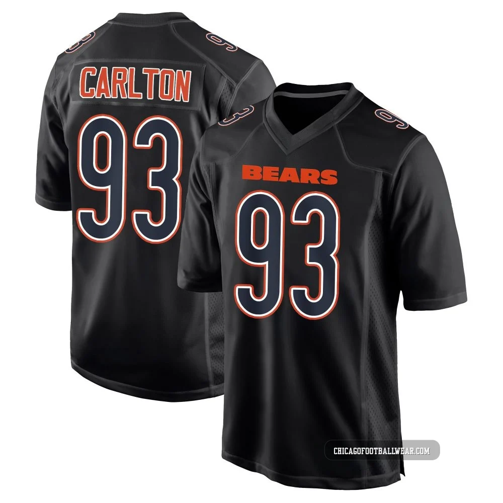 Xavier Carlton ＃93 Youth Game Chicago Bears Black Carbon Fashion Jersey