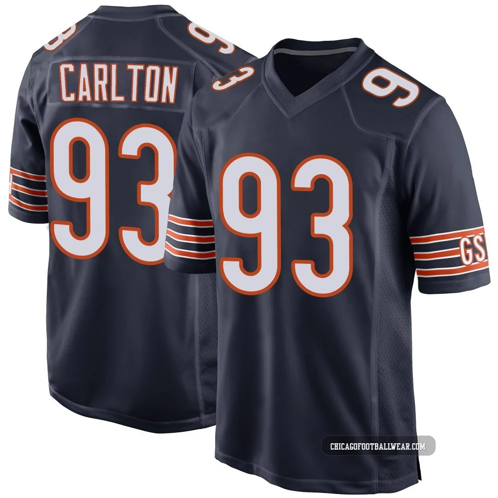 Xavier Carlton ＃93 Youth Game Chicago Bears Navy Team Color Jersey