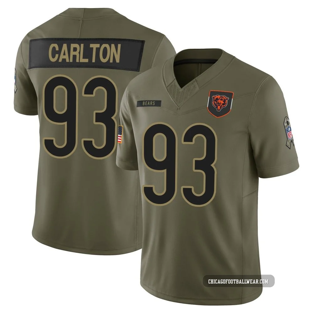 Xavier Carlton ＃93 Youth Limited Chicago Bears Olive 2025 Salute to Service Jersey